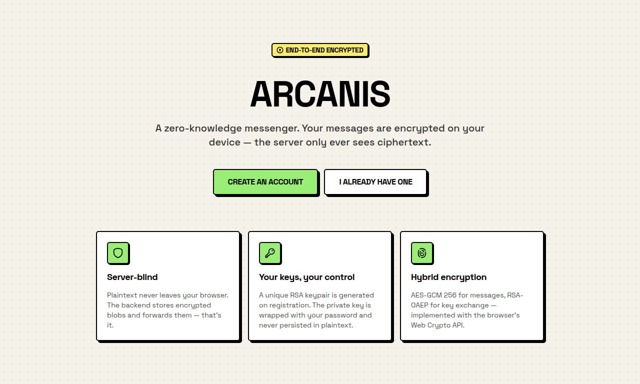 Arcanis landing page