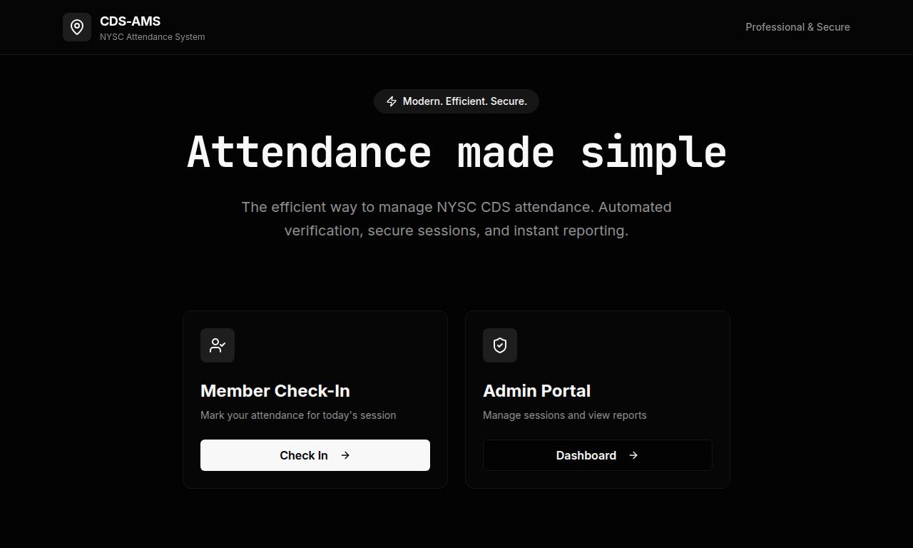 Screenshot of the CDS Attendance Management System