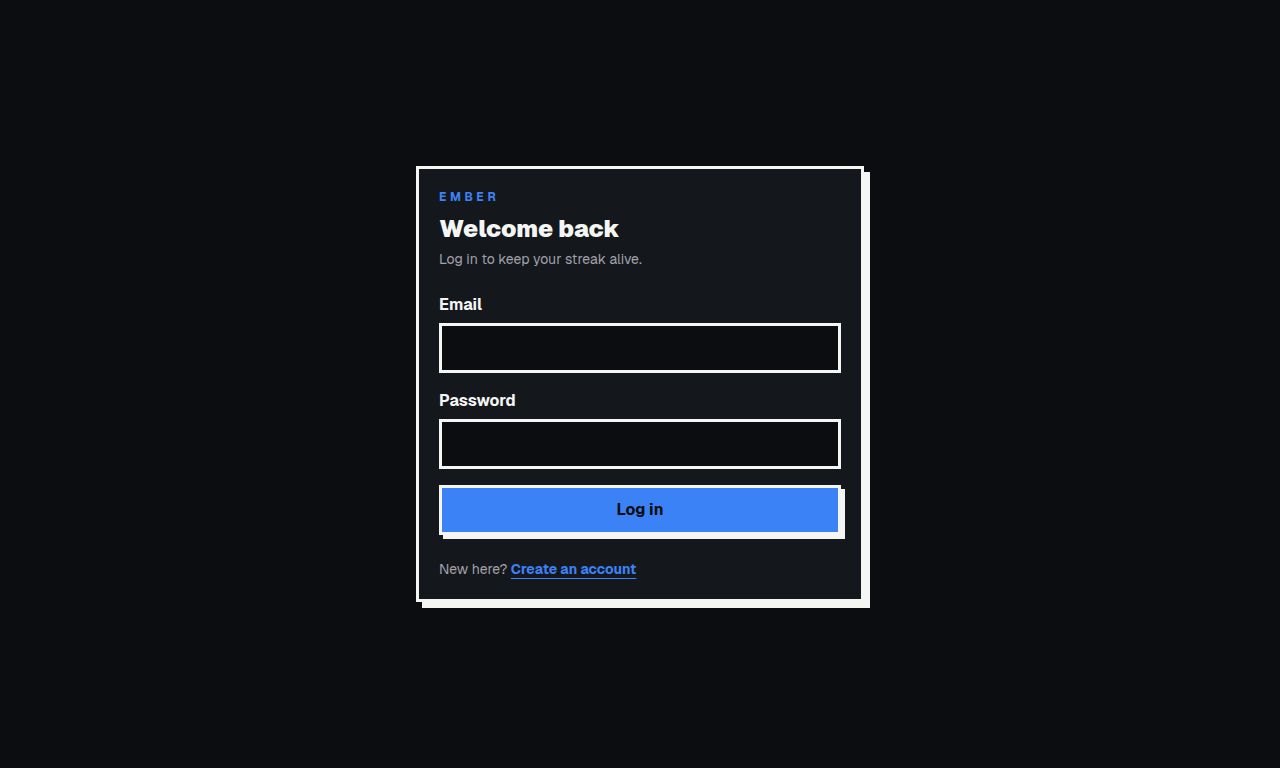 Habit Tracker login form on a dark background