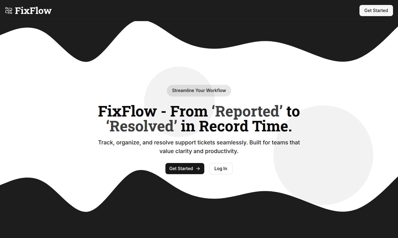 Screenshot of the FixFlow issue tracker