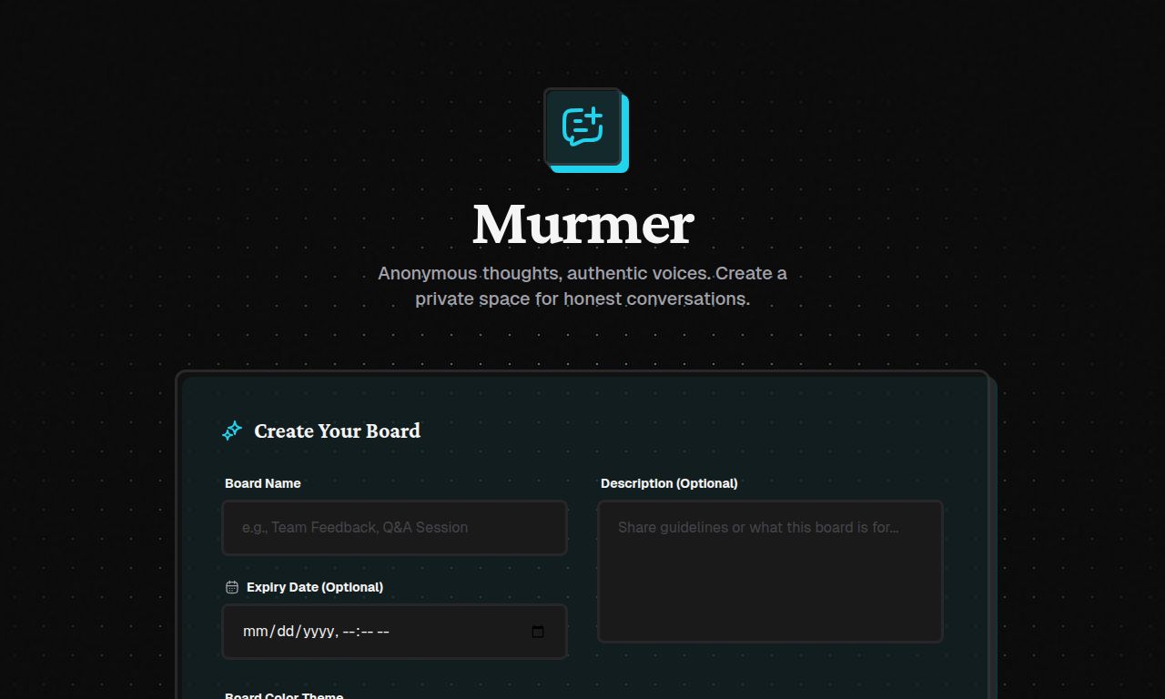 Screenshot of the Murmer confession board